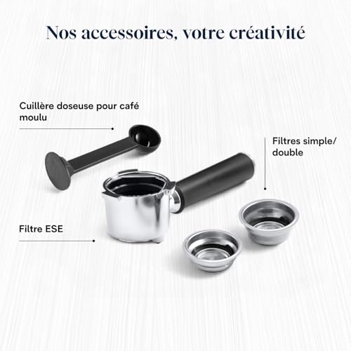 Machine à Expresso avec Buse à Mousse de Lait Professionnelle, Réservoir de 1 L, Boîtier en Métal | Elevira