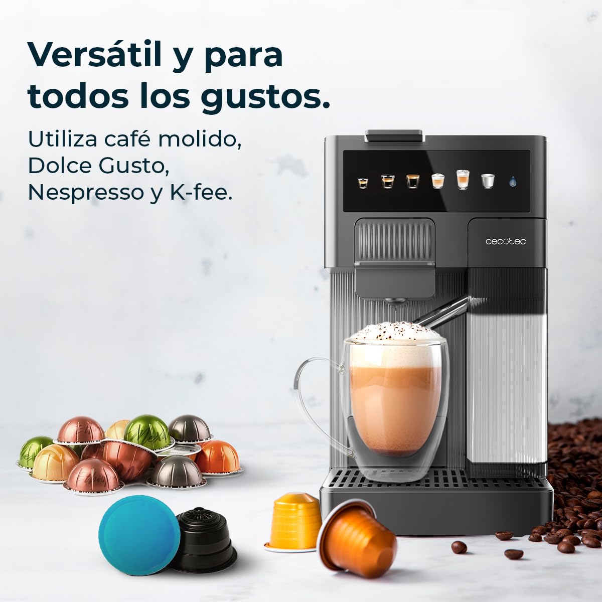 Machine a Café FreeStyle Latte. Cafetière à Capsules avec Réservoir à Lait 400 ml | Elevira