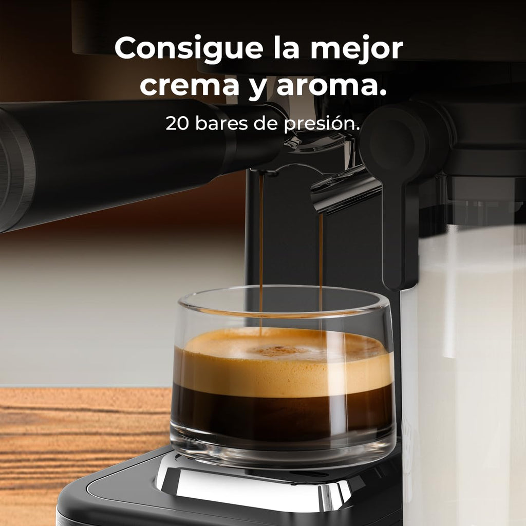 Cafetière Express Semi-automatique Power Espresso ColdBrew Latte Oscuro. 1350W, 20 Bars | Elevira