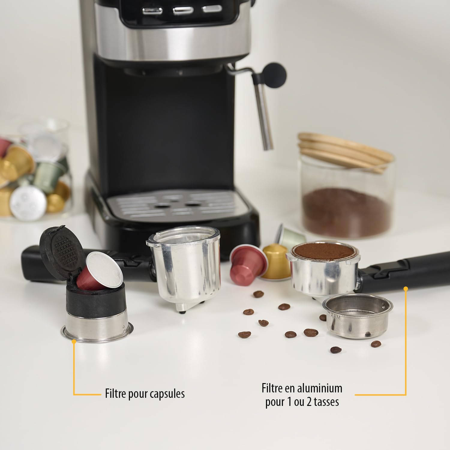 Machine à Espresso 2 tasses à la fois | 20 bars | 1100 W | Elevira