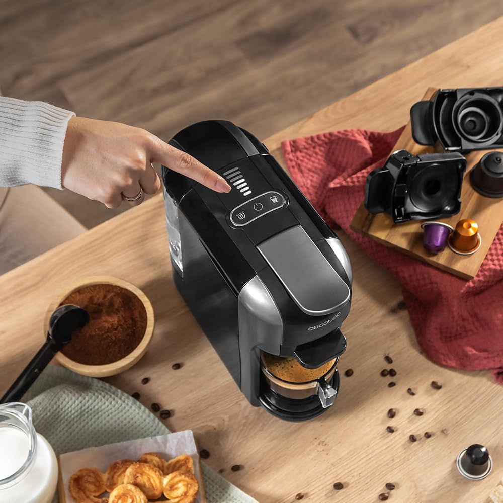 Cafetière espresso très compacte 3 en 1, machines à café à capsules Noir | Elevira