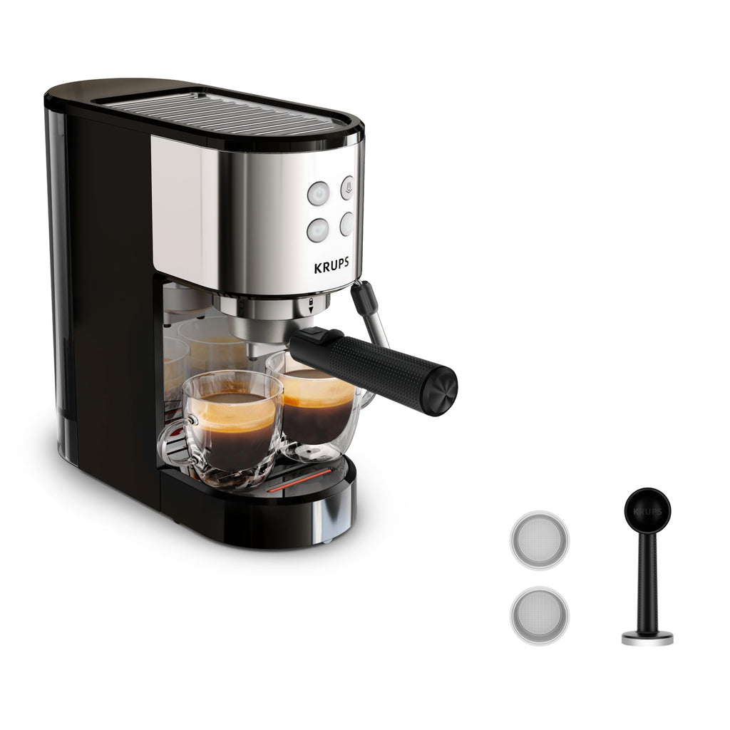 Machine expresso manuelle, design compact, espresso et cappuccino, Silver | Elevira