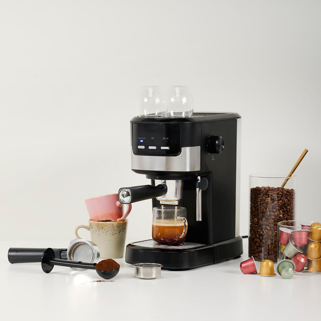 Machine à Espresso 2 tasses à la fois | 20 bars | 1100 W | Elevira