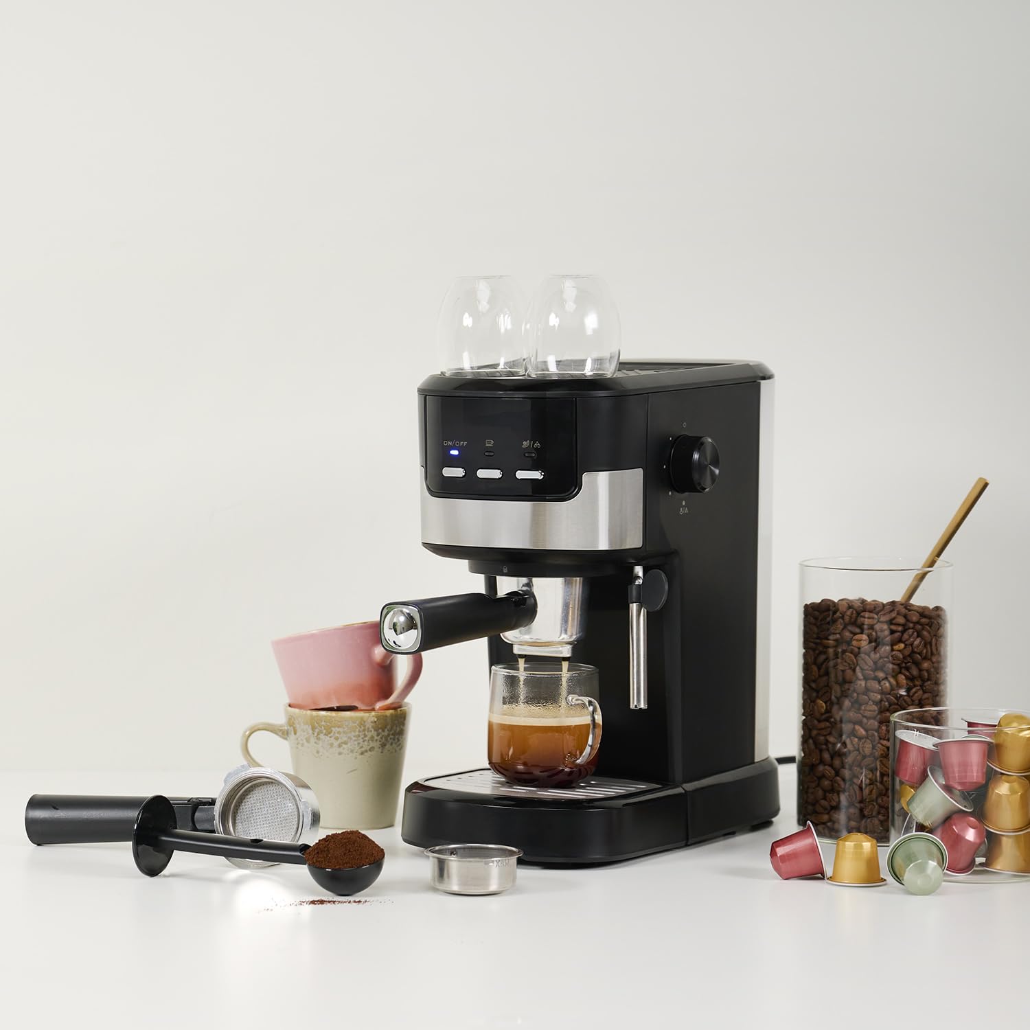 Machine à Espresso 2 tasses à la fois | 20 bars | 1100 W | Elevira