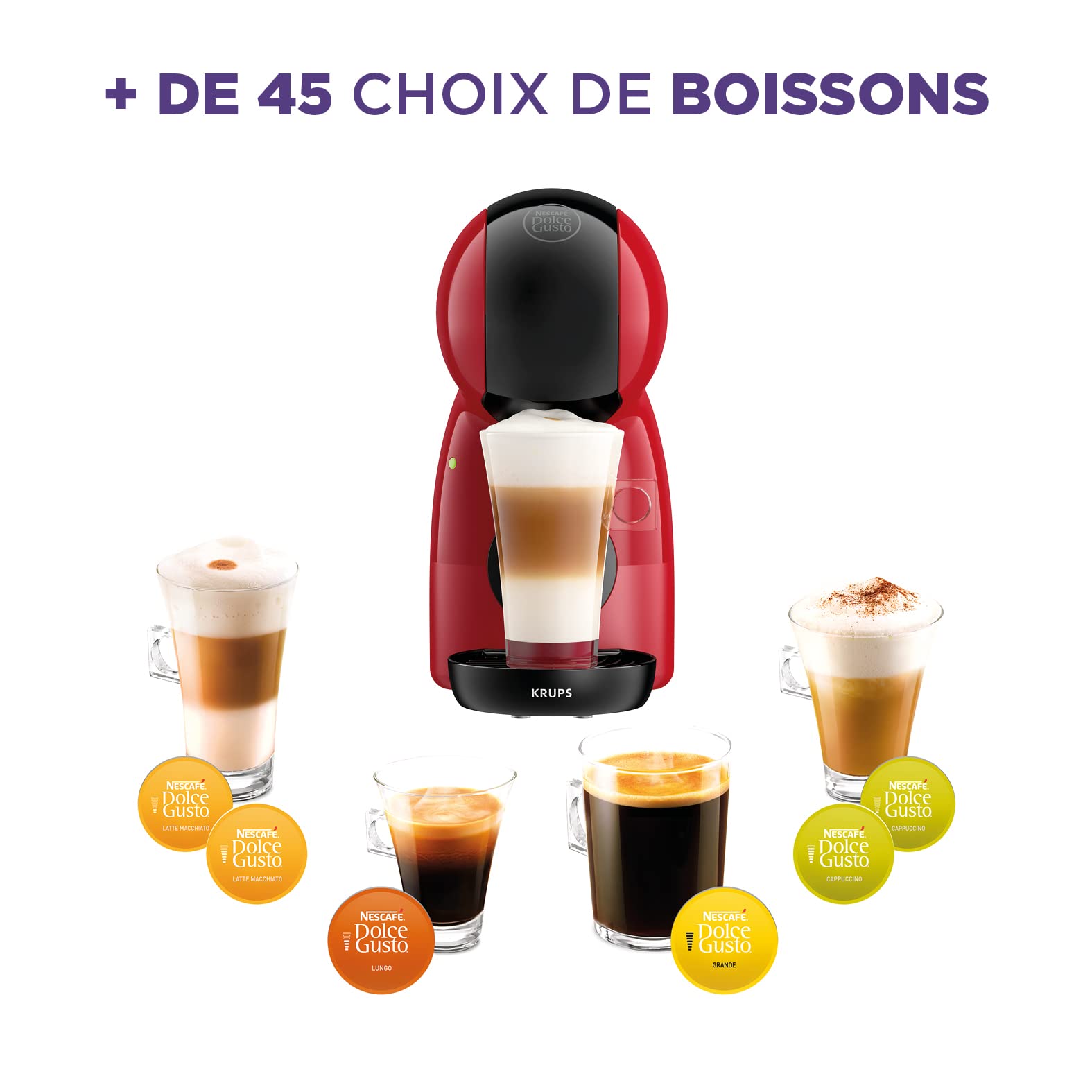 Machine à café capsules, Pression 15 Bars, Cafetière Dosettes Rouge et Noir | Elevira