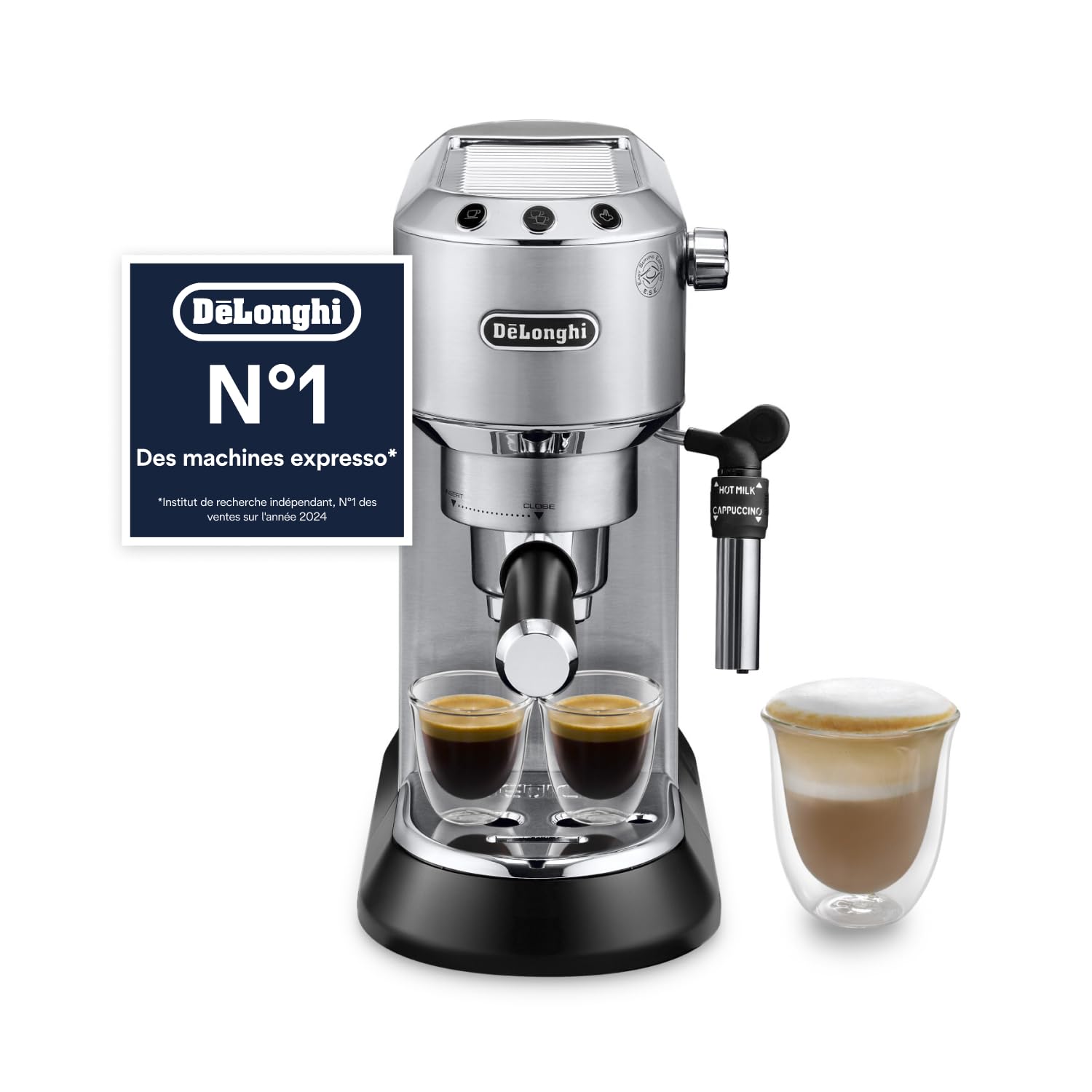 Machine à Expresso avec Buse à Mousse de Lait Professionnelle, Réservoir de 1 L, Boîtier en Métal | Elevira