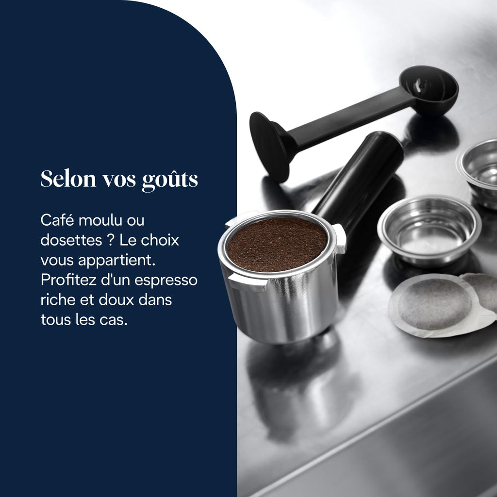 Machine à Expresso avec Buse à Mousse de Lait Professionnelle, Réservoir de 1 L, Boîtier en Métal | Elevira