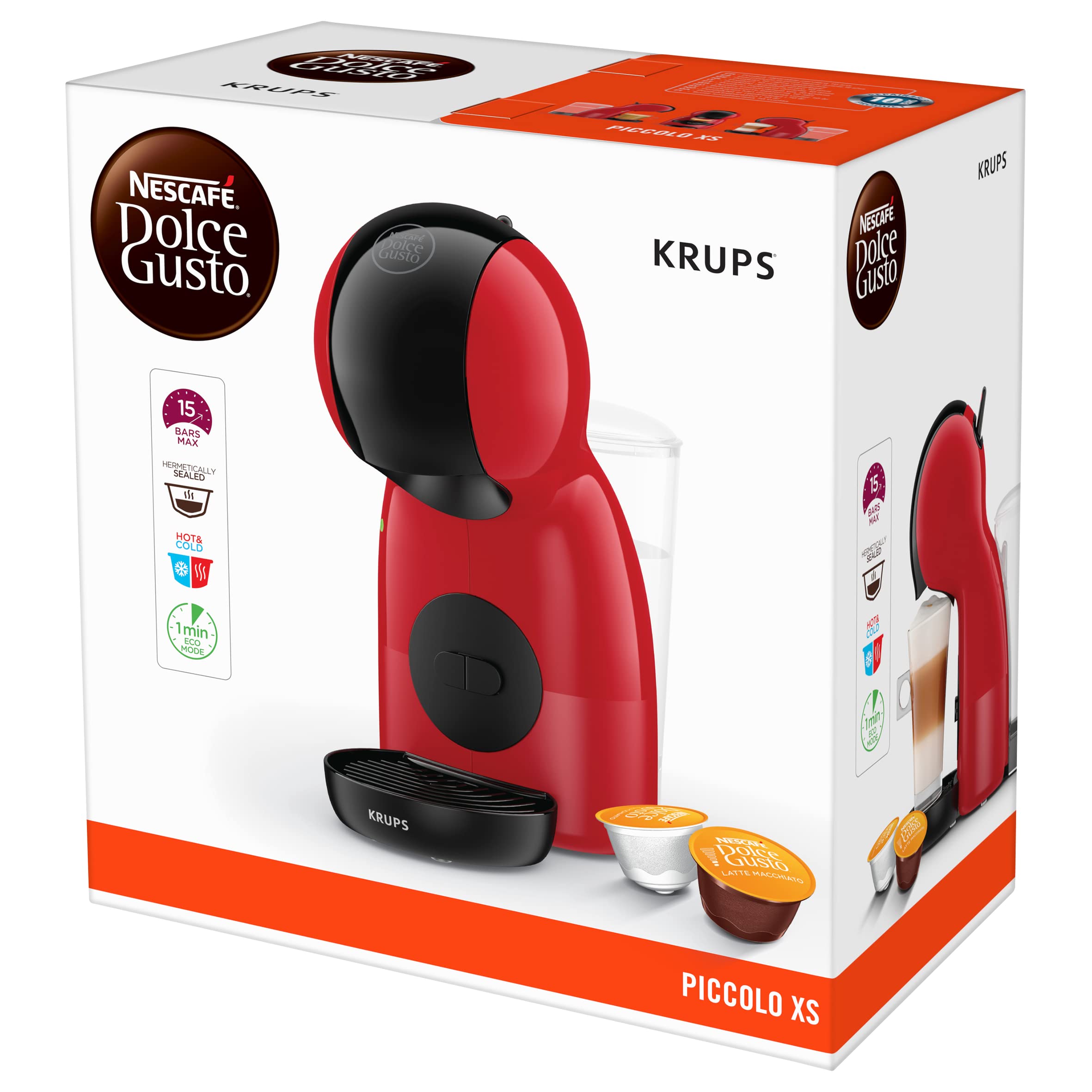 Machine à café capsules, Pression 15 Bars, Cafetière Dosettes Rouge et Noir | Elevira