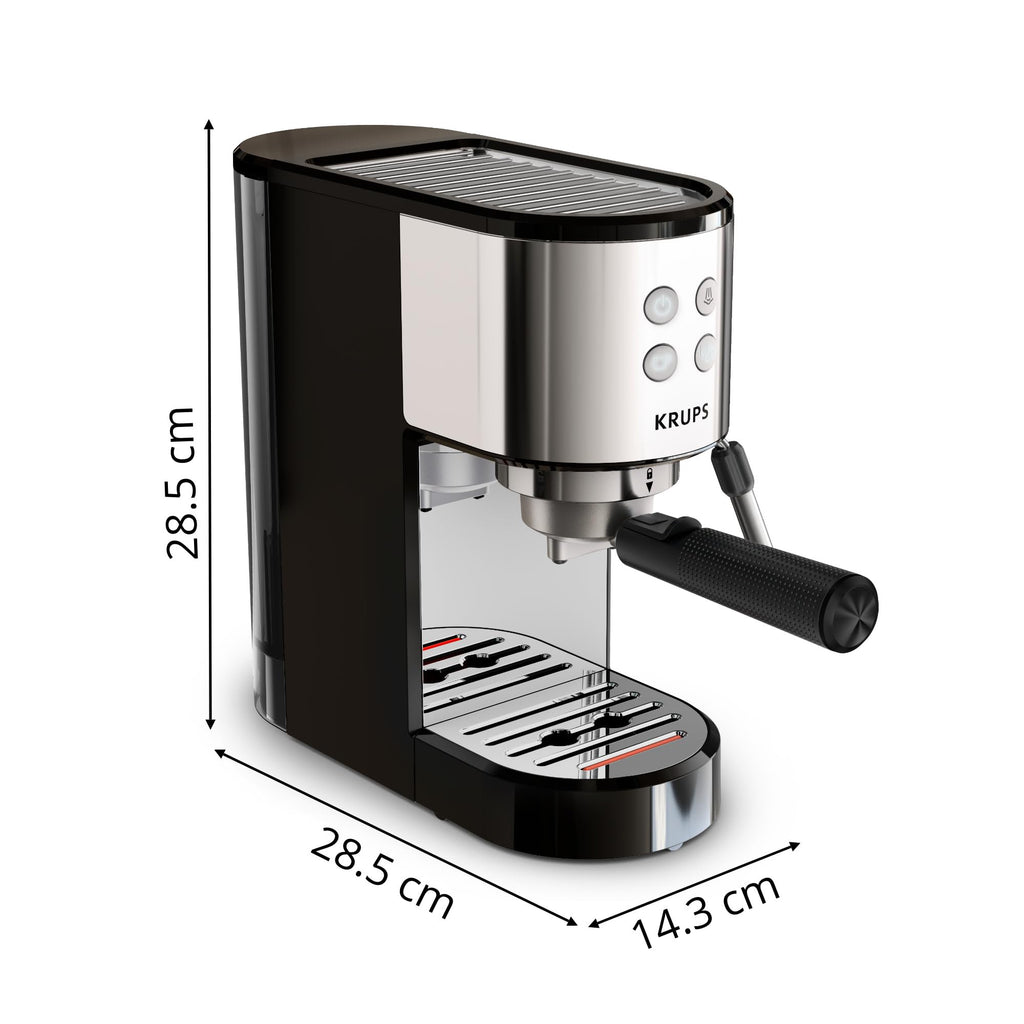 Machine expresso manuelle, design compact, espresso et cappuccino, Silver | Elevira