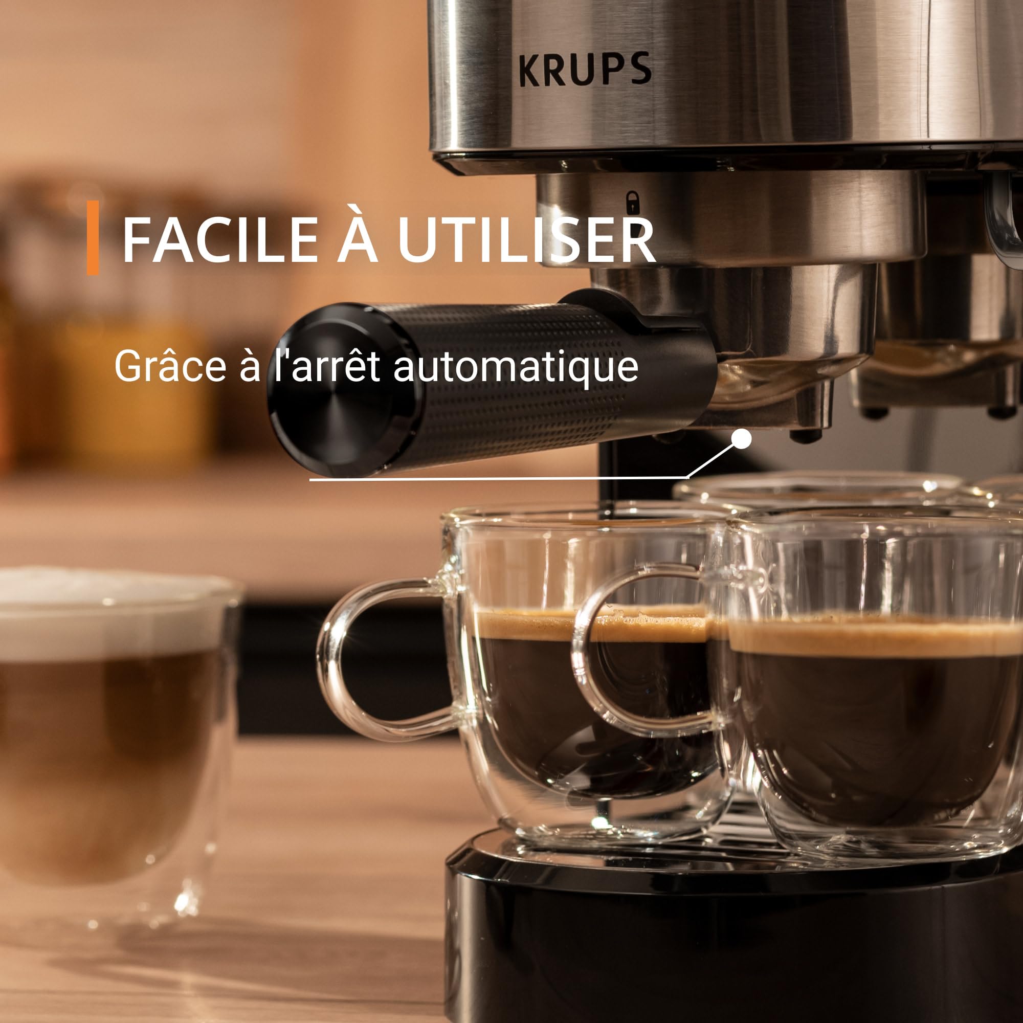 Machine expresso manuelle, design compact, espresso et cappuccino, Silver | Elevira