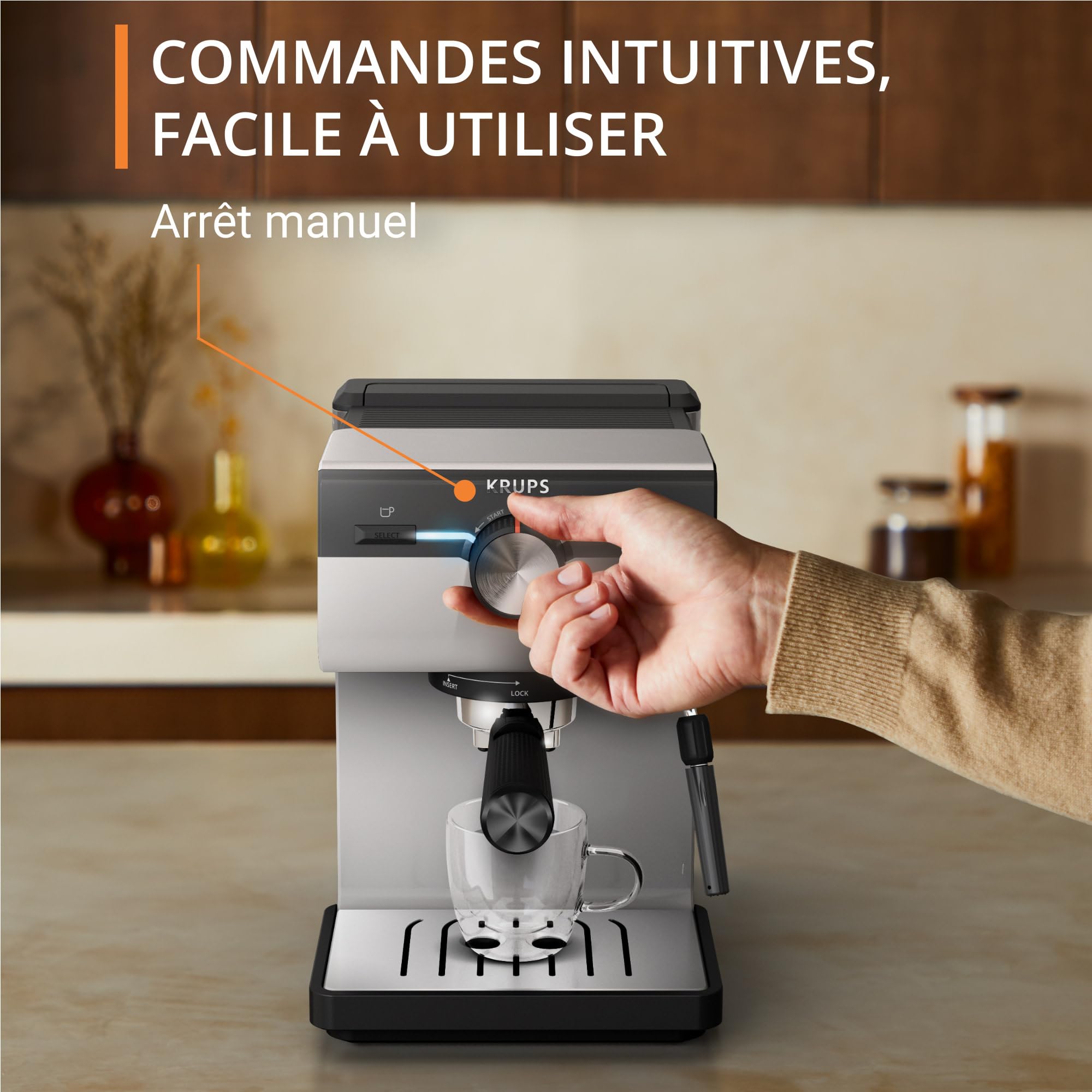 Machine espresso manuelle, Qualité Barista, Espresso et Cappuccinos, XP381B10 | Elevira