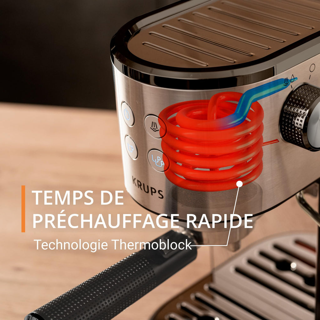 Machine expresso manuelle, design compact, espresso et cappuccino, Silver | Elevira