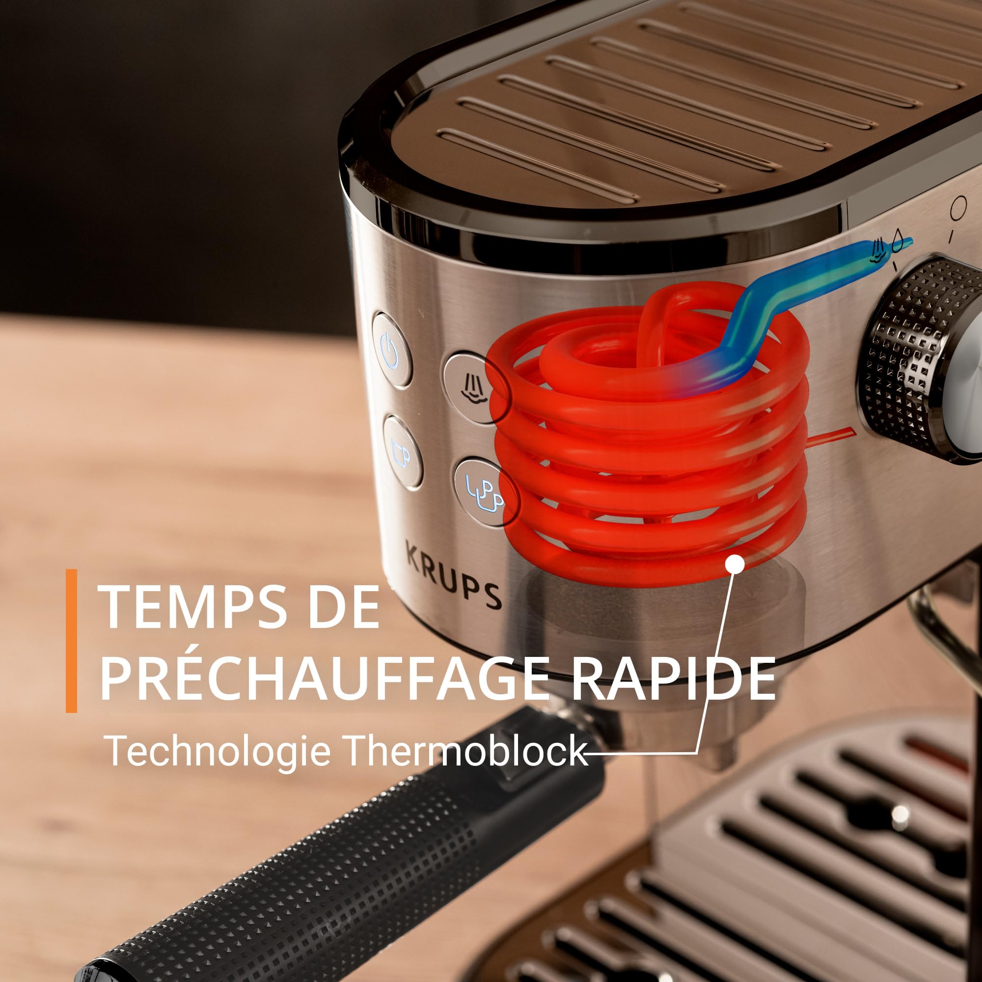 Machine expresso manuelle, design compact, espresso et cappuccino, Silver | Elevira