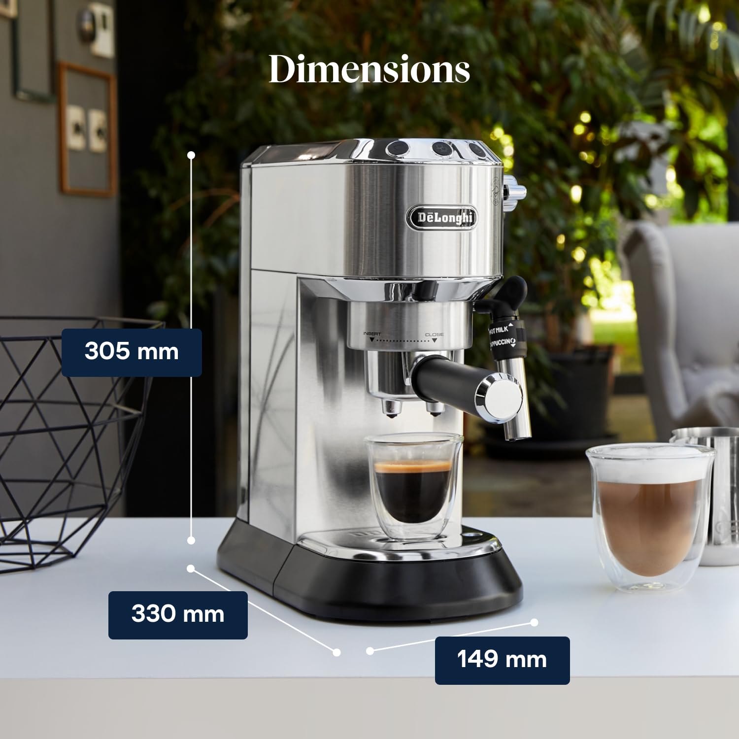 Machine à Expresso avec Buse à Mousse de Lait Professionnelle, Réservoir de 1 L, Boîtier en Métal | Elevira