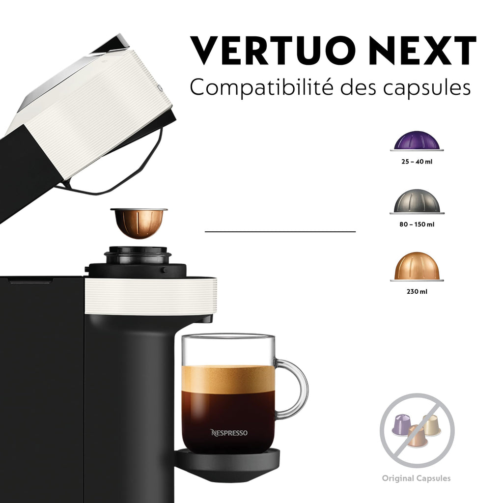 Machine à café Vertuo Next Blanc, 1.1L | Elevira